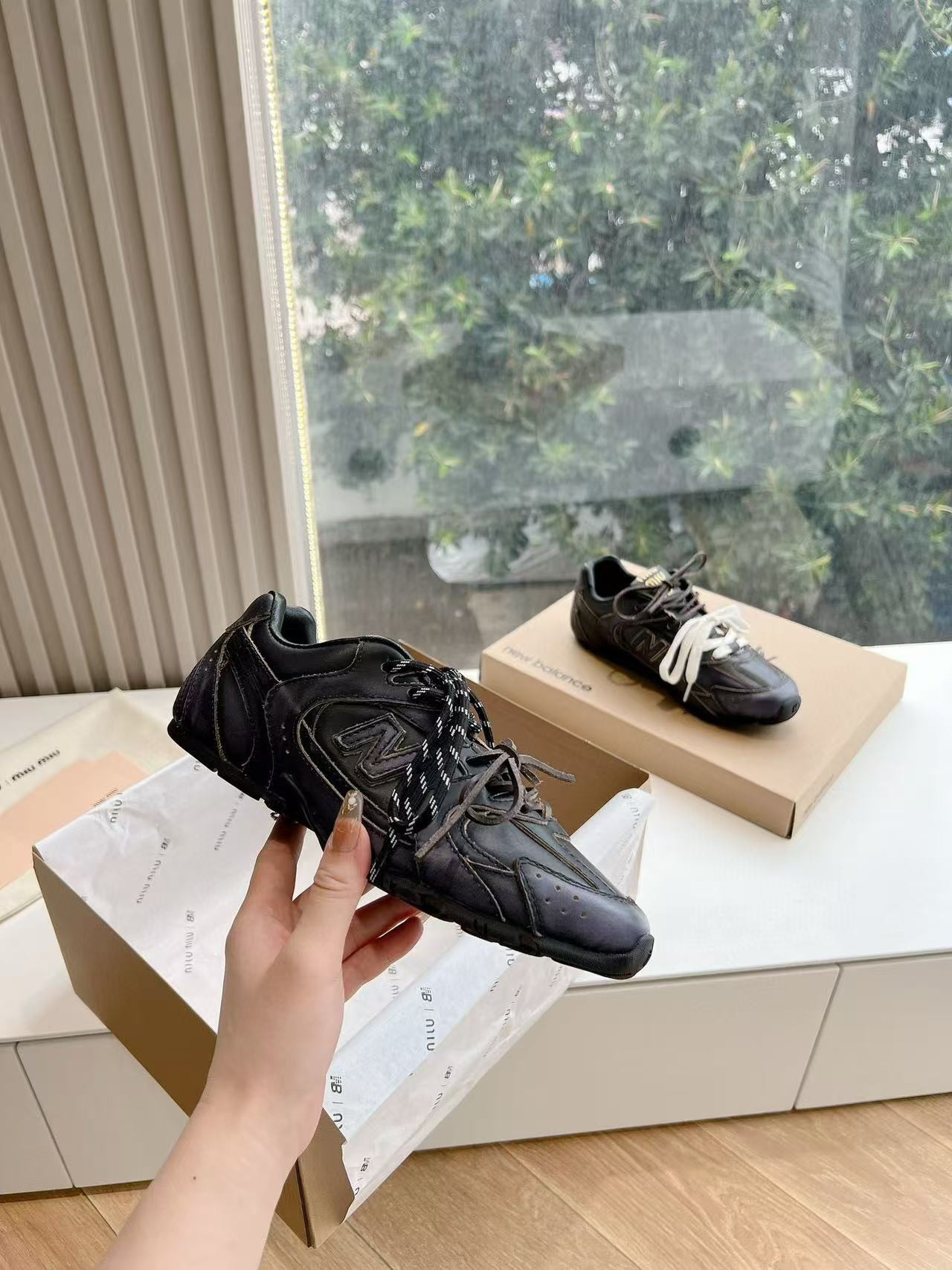 UA Miu Miu x New Balance 530 SL leather sneakers