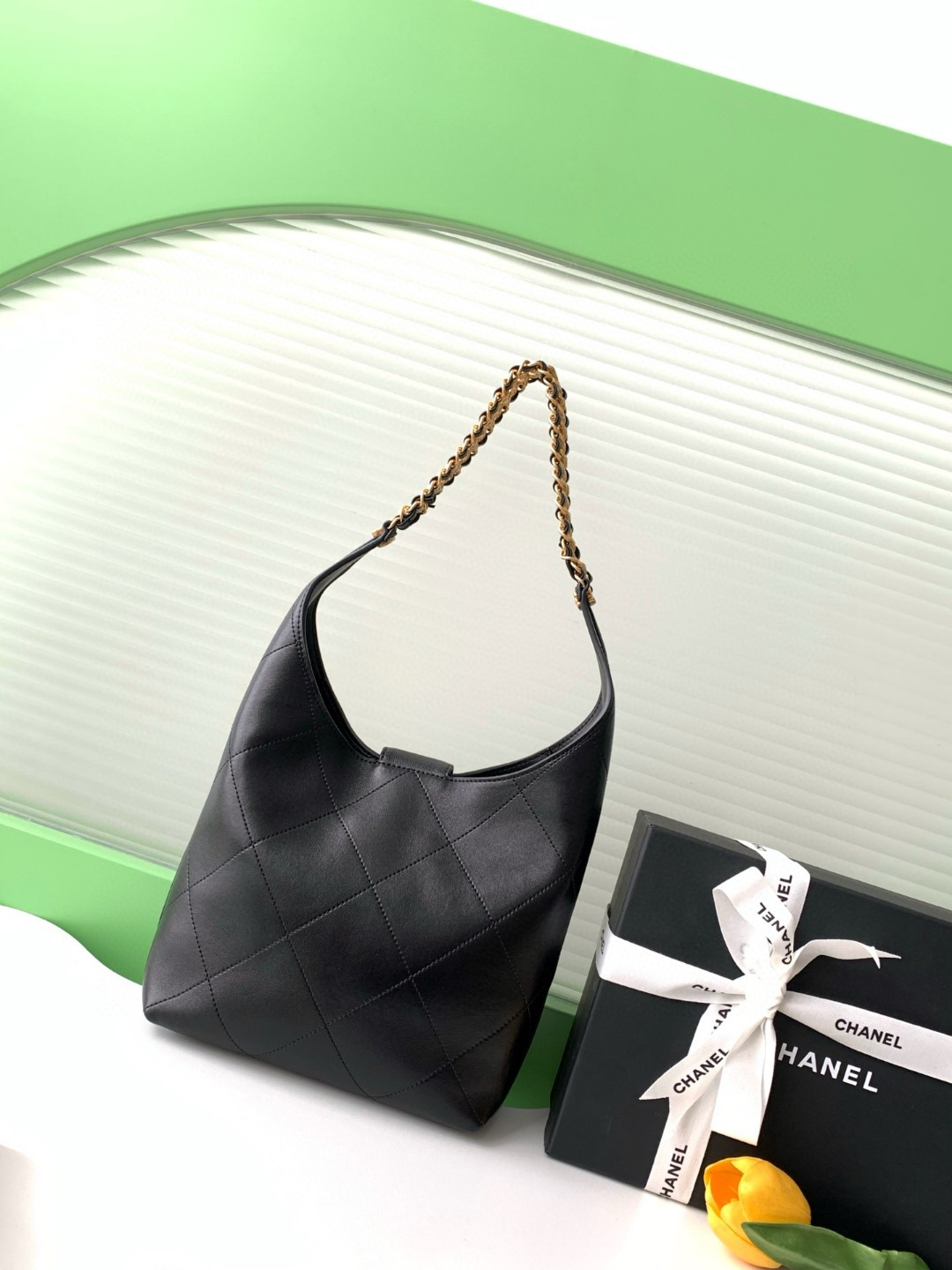 Ch*el hobo bag as5410 27x 23x 21cm