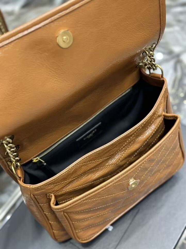 Y*L niki medium in vintage leather shiny 28x20x8.5cm