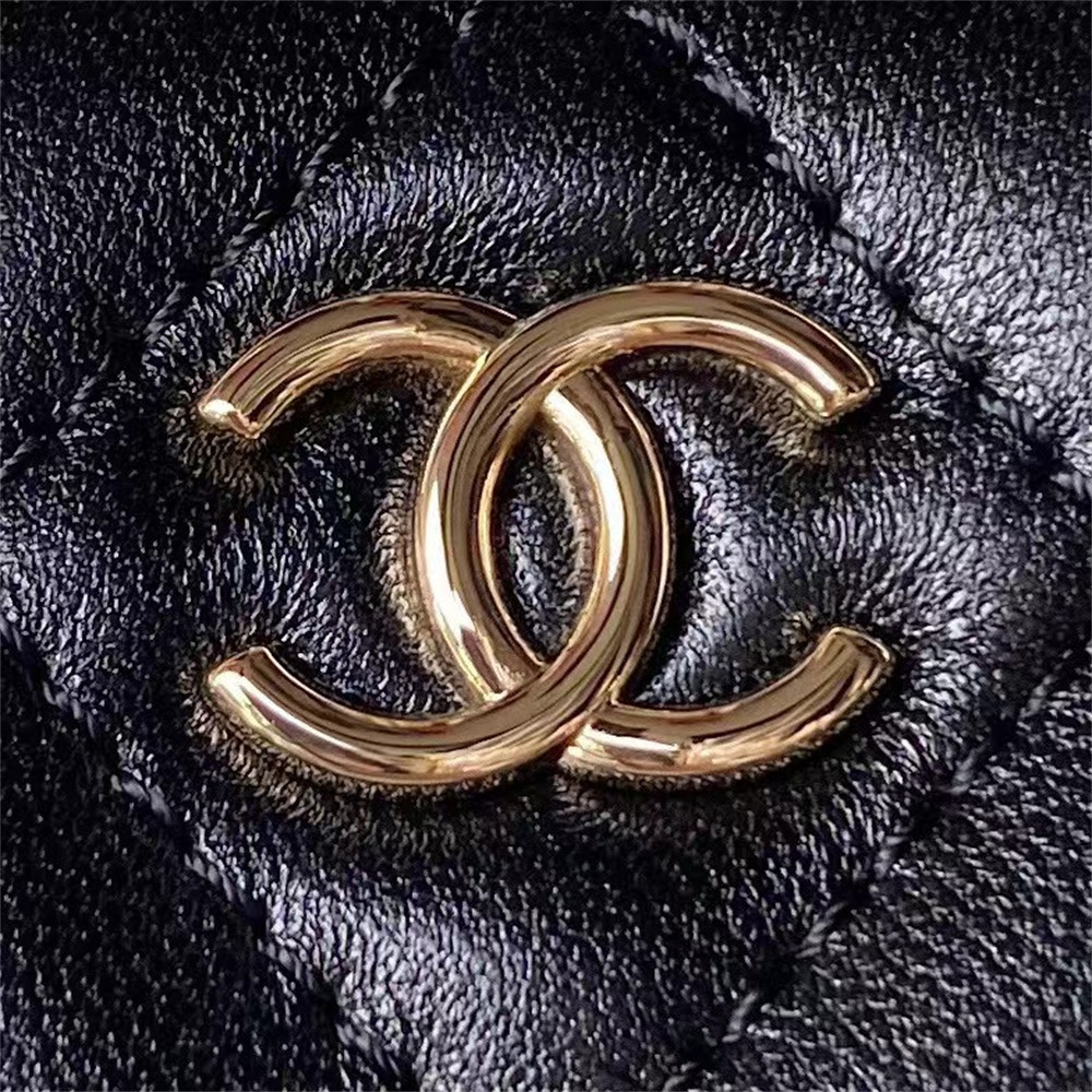 Ch*el walnut gold ball chain with makeup mirror lamb leather square box shoulder bag women