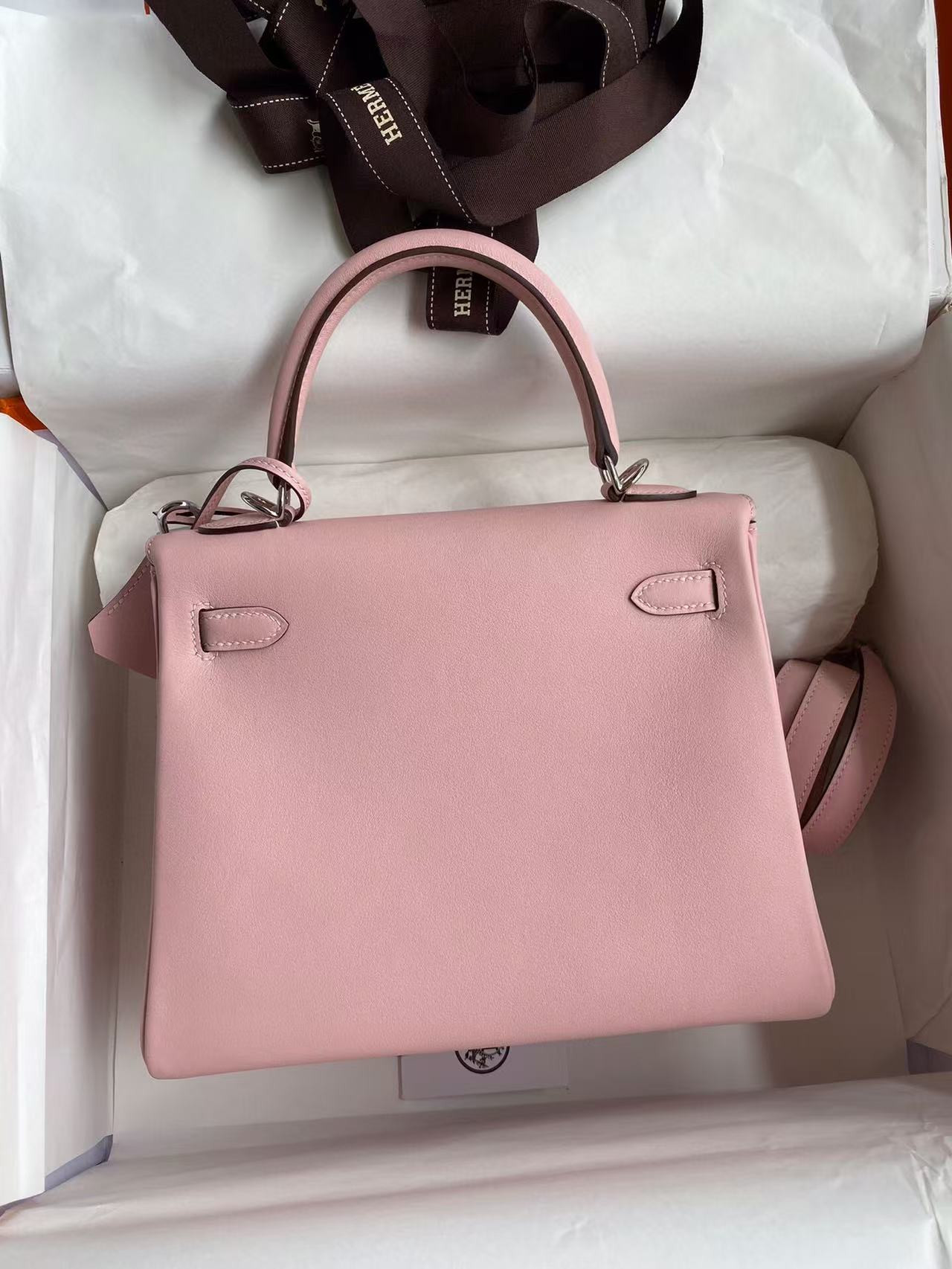 HERMÈS Kelly Silver-tone Hardware swift 25 28 (Customized, about 20days, no return no exchange)