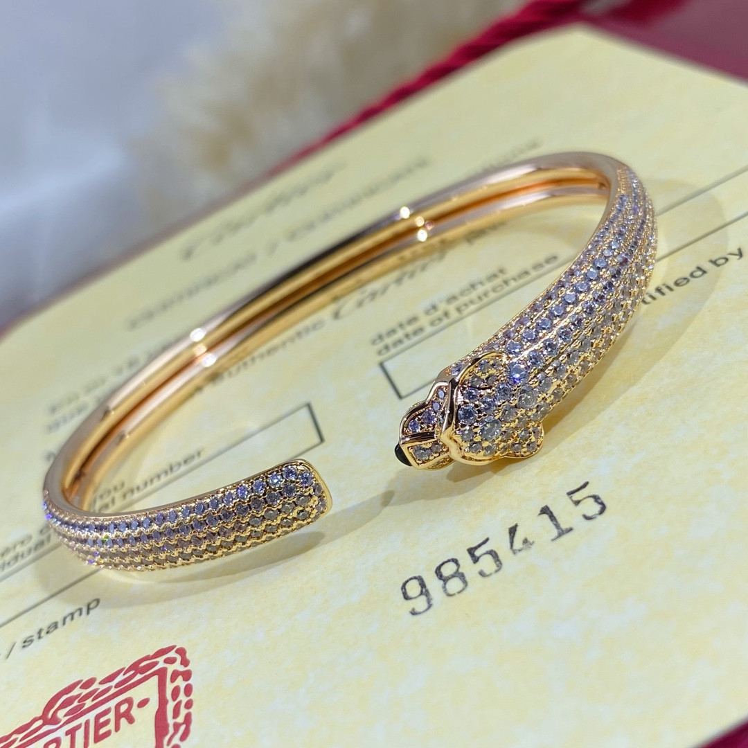 ca*t*er hand-set Di*m*nd thin half Di*m*nd leopard bracelet