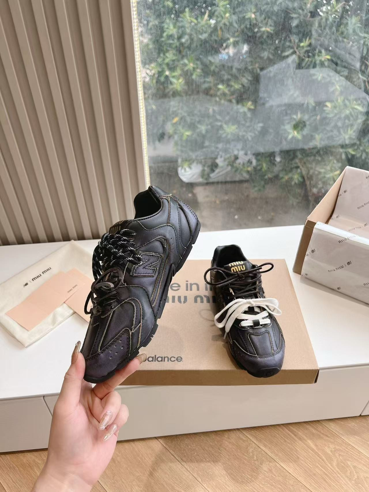 UA Miu Miu x New Balance 530 SL leather sneakers