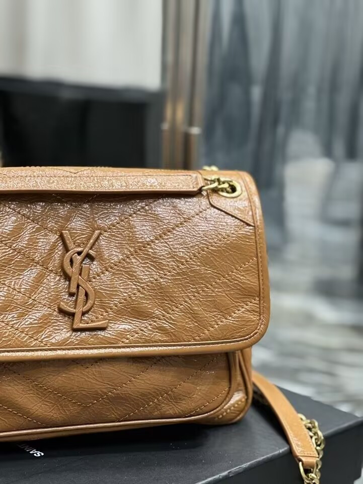 Y*L niki medium in vintage leather shiny 28x20x8.5cm