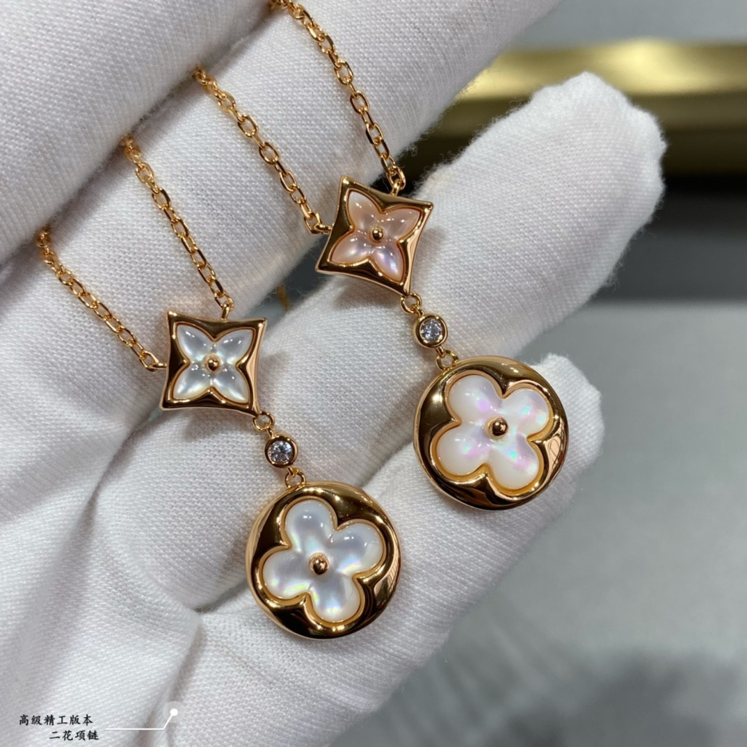 l0*is V*t0n two-flower mandarin duck necklace