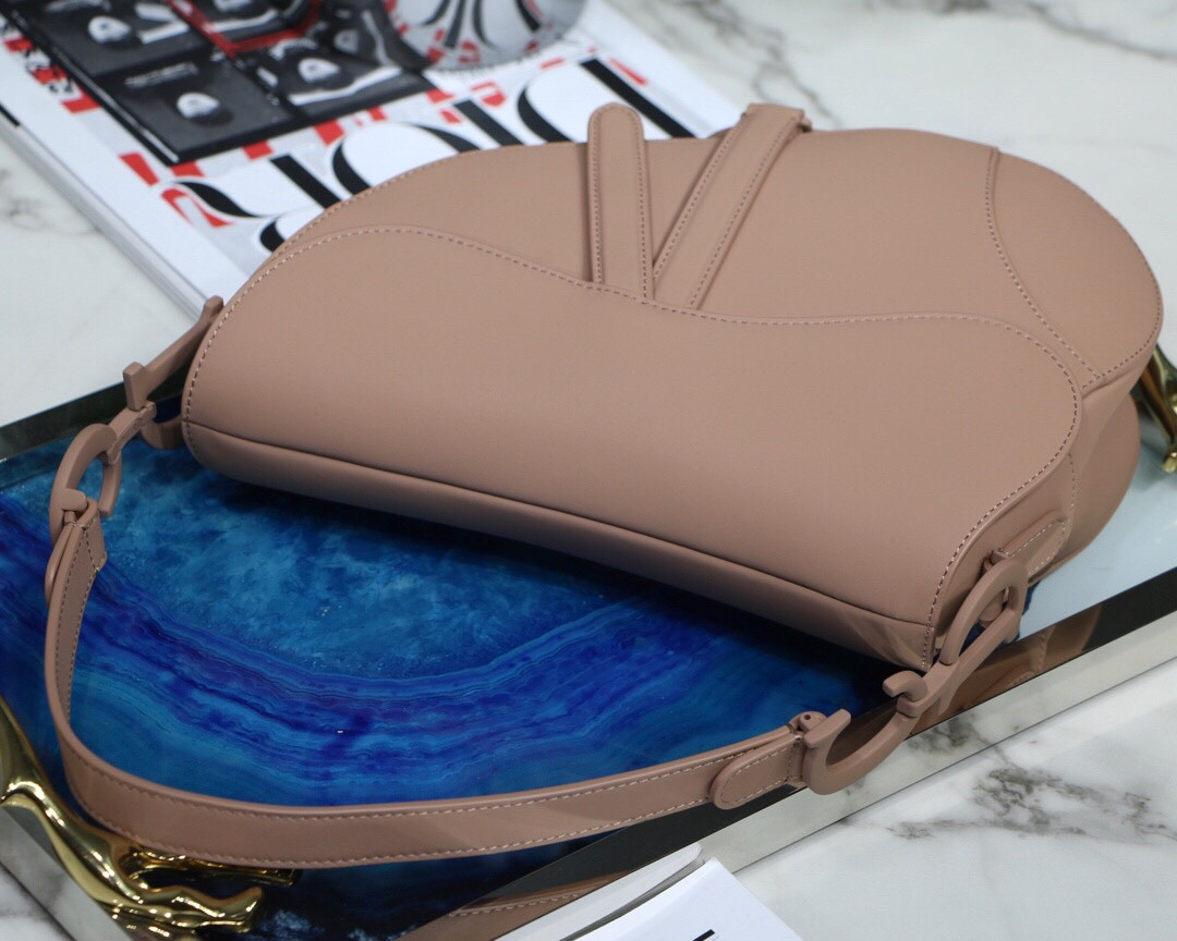 D*or saddle bag antique pink smooth calfskin 25.5x20x6.5cm