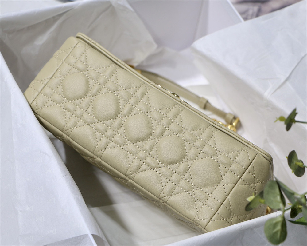 medium d*or caro bag beige S*pple cannage calfskin 25.5 x 15.5 x 8 cm