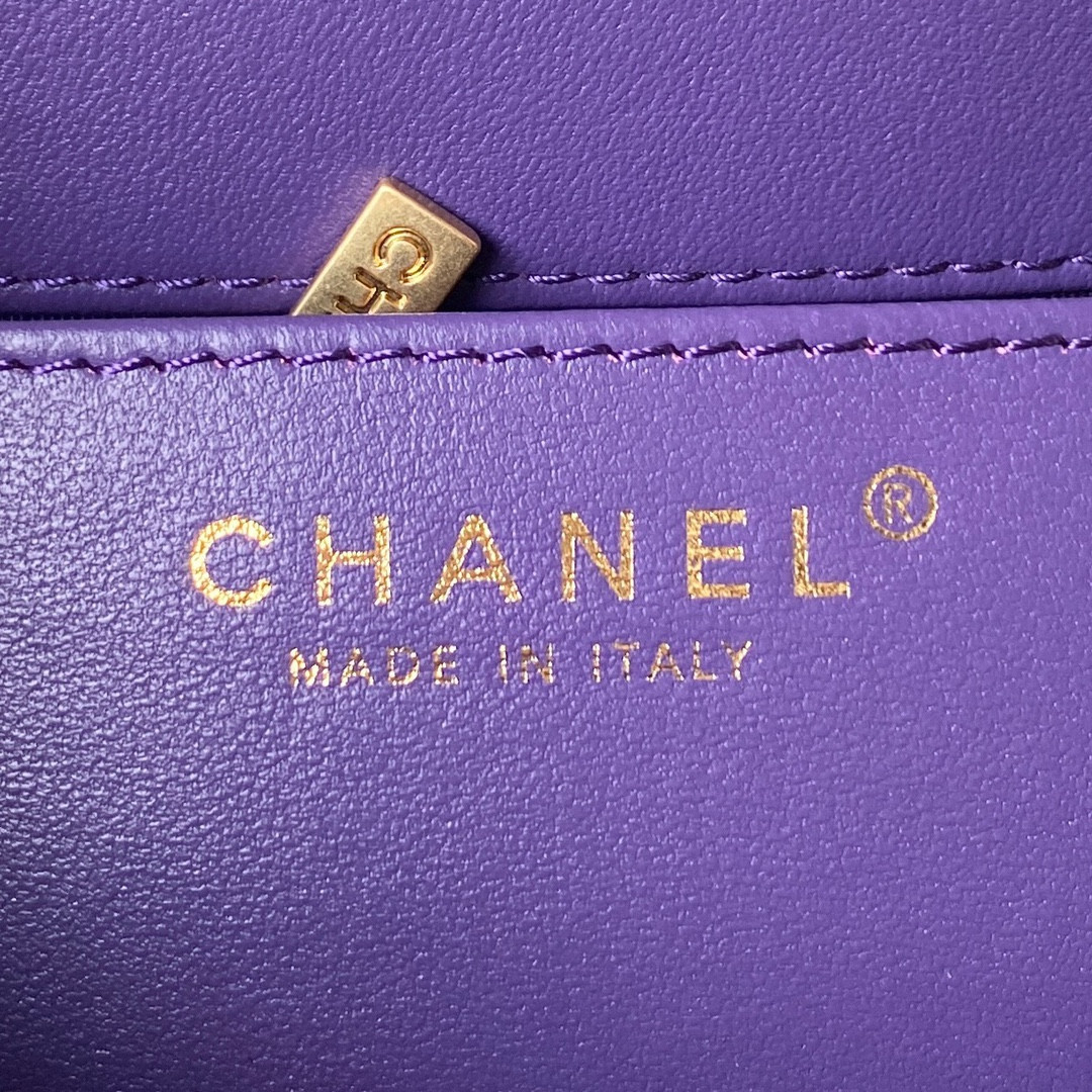 Ch*el baguette bag purple 17.5×20×5cm