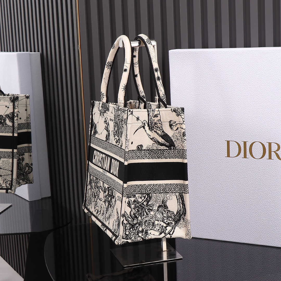medium D*or book tote de jouy zodiac 14 x 11 x 6.5 inches