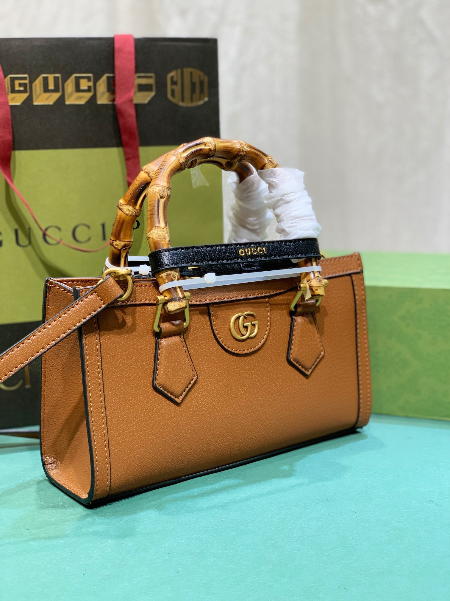 G*u*i diana small shoulder bag brown 25w x 16h x 9d cm