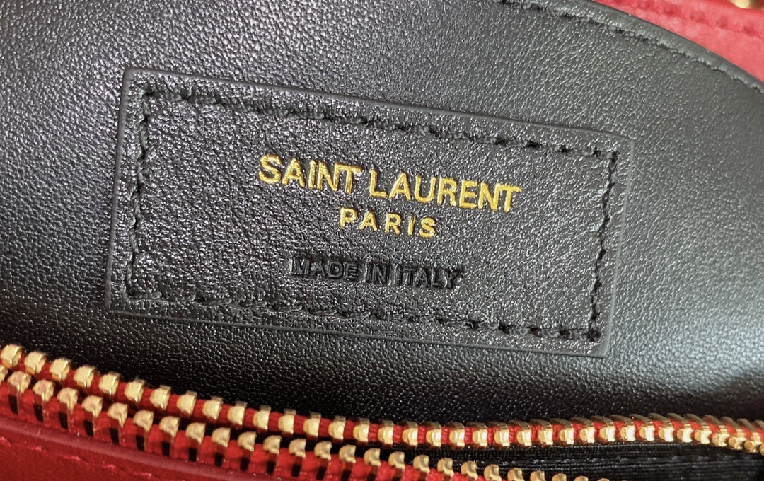 Y*L loulou small in quilted leather shiny red gold 9 x 6.1 x 3.3 inches