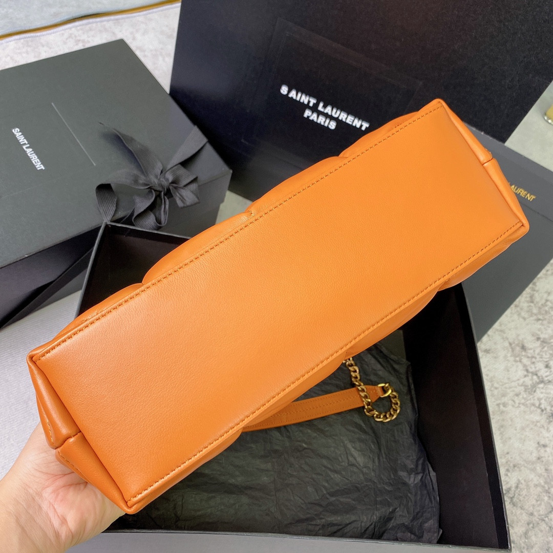 Y*L puffer small in nappa leather orange 11.4 x 6.6 x 4.3 inches