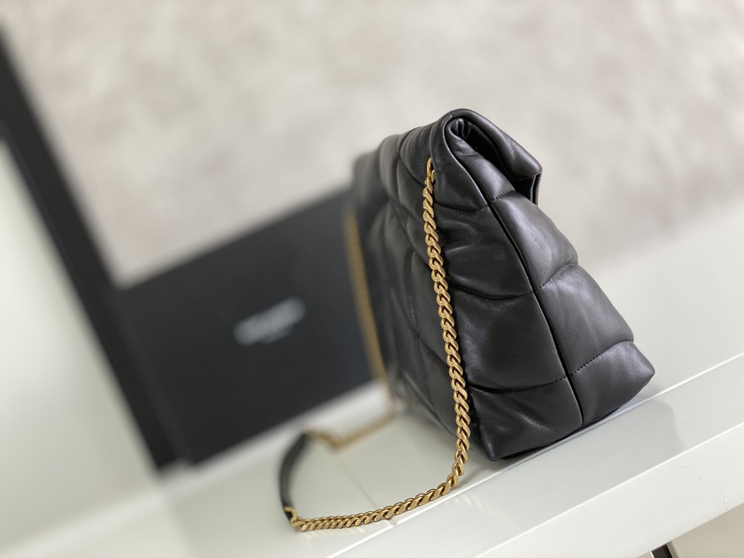 Y*L puffer medium in nappa leather black 13.7 x 9 x 5.3 inches