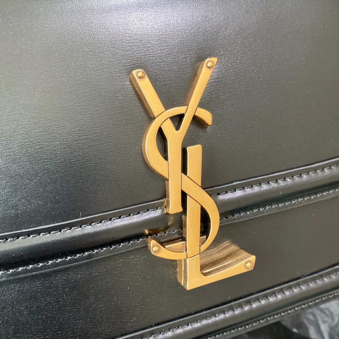 y*l solferino small satchel in box Sa**t Lau*nt black 7.4 x 5.1 x 1.9 inches