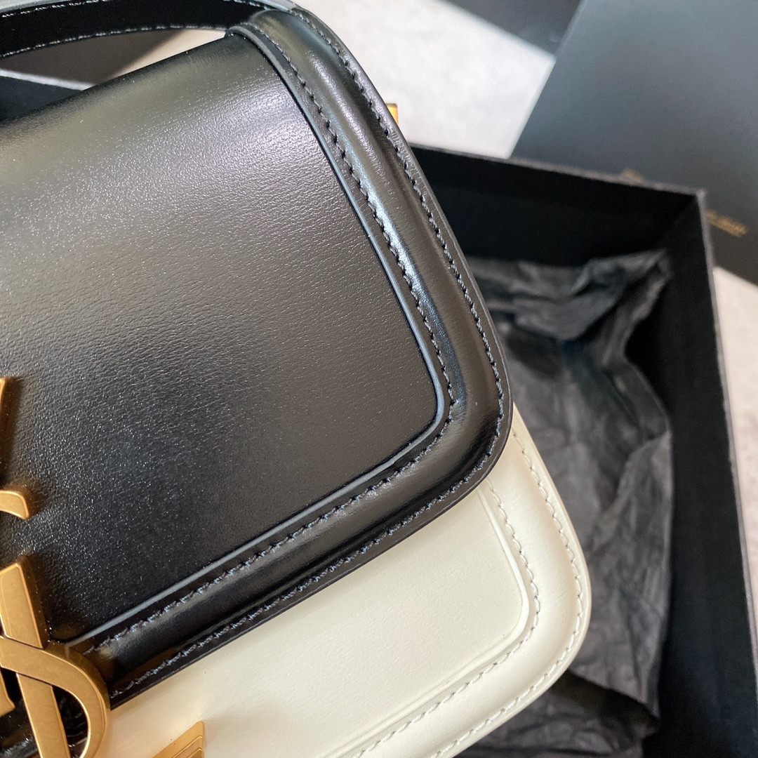 y*l solferino small satchel in box Sa**t Lau*nt black 7.4 x 5.1 x 1.9 inches