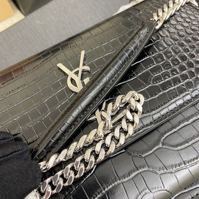 Y*L sunset medium in crocodile-embossed leather 8 x 6.2 x 2.5 inches