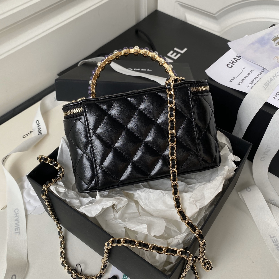 Ch*el 24p chain leather square box shoulder bag 16x10x8cm