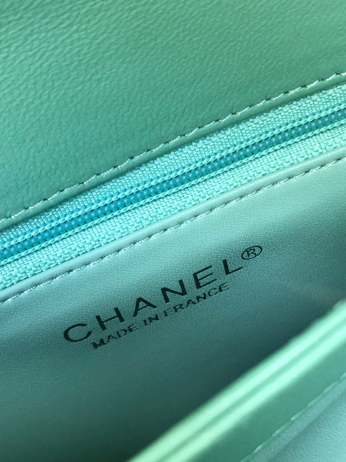 Ch*el flap bag with top handle 6.6 × 9.8 × 4.7 in