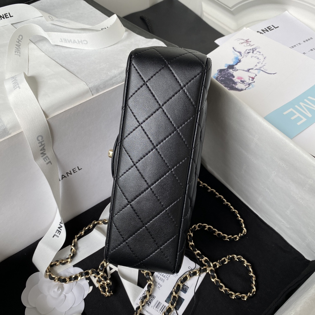 Ch*el mini classic handbag with top handle 12 × 20 × 6 cm