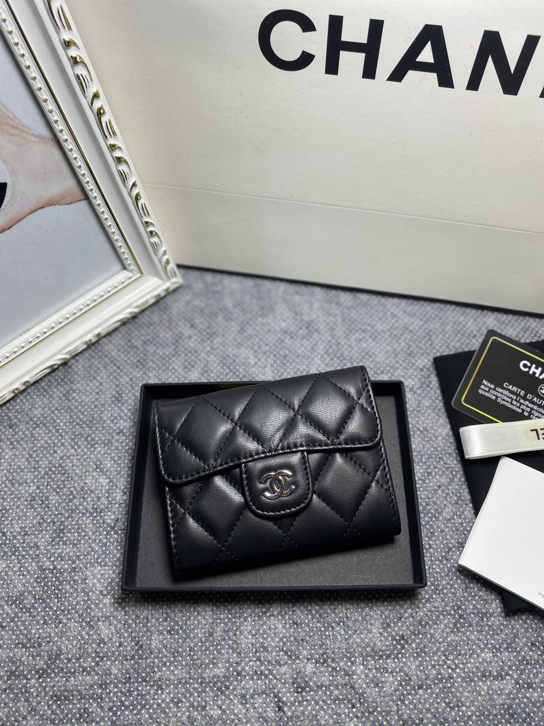 Ch*el flap wallet 12 x 8.5cm