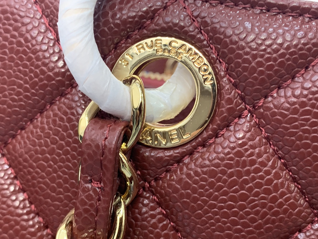 Ch*el gst caviar leather hardware 24x33x13cm