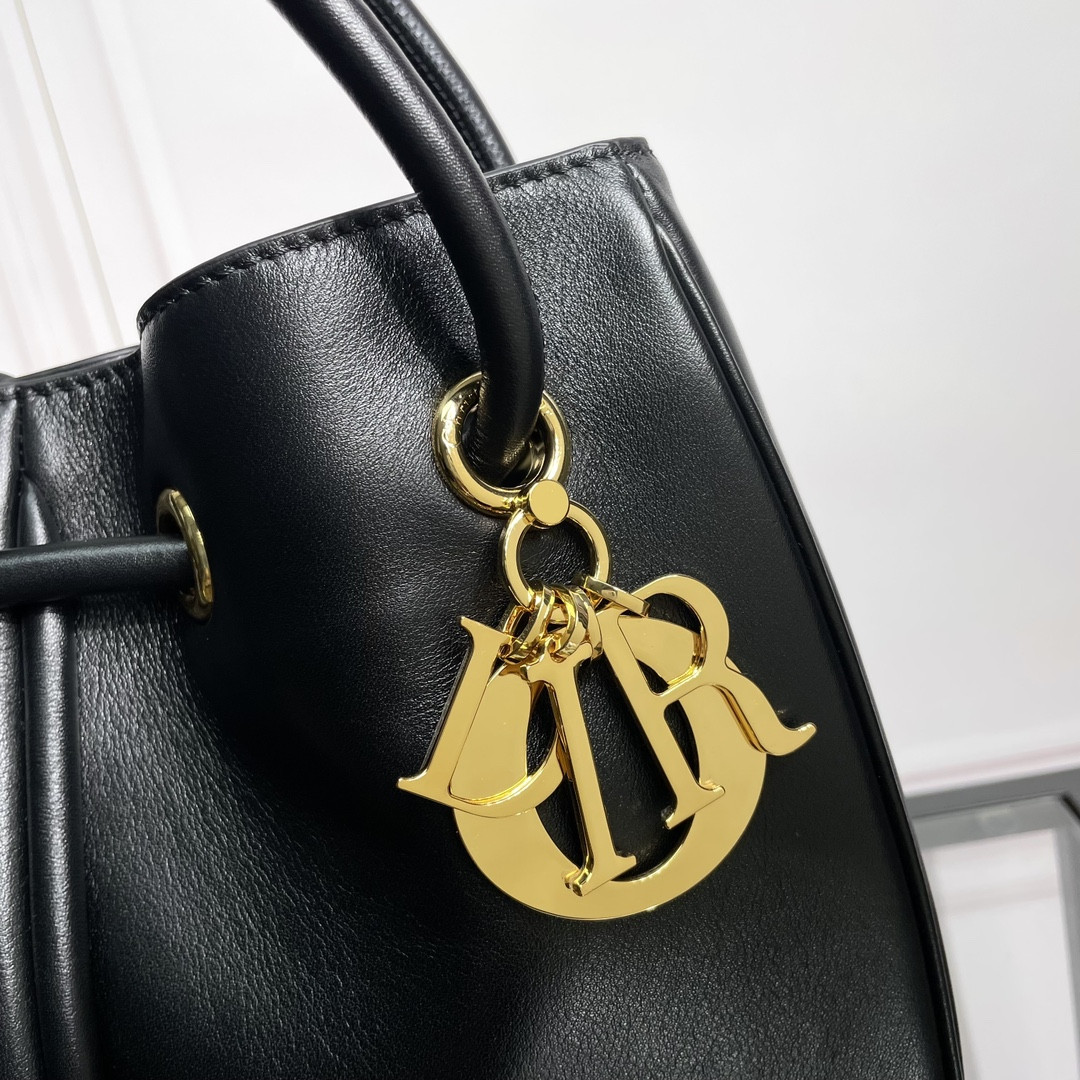medium D*or nolita bag  black calfskin 11 x 10 x 2 inches