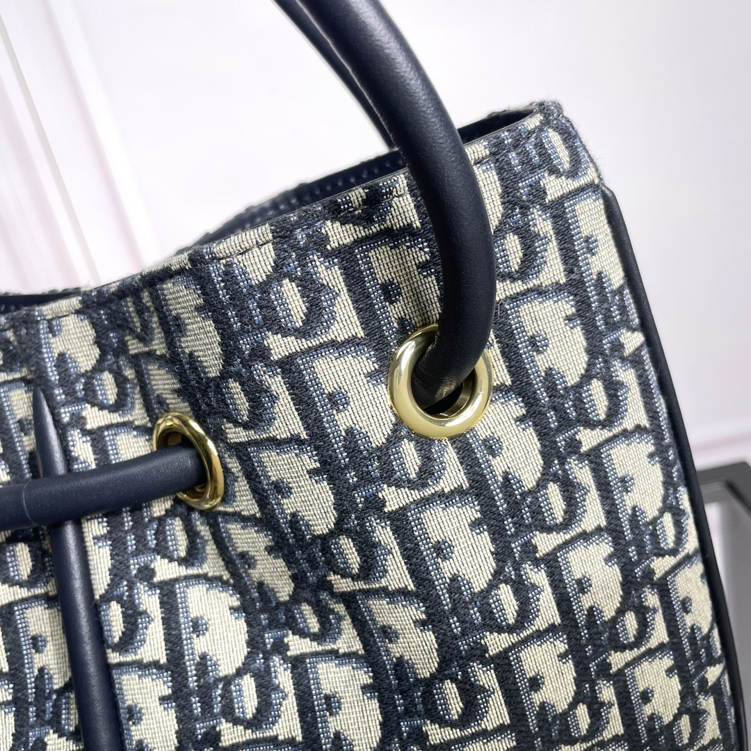 medium D*or nolita bag blue D*or oblique jacquard 10.5 x 10 x 2 inches