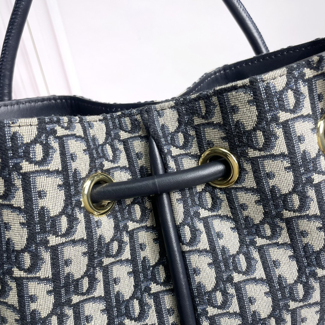 medium D*or nolita bag blue D*or oblique jacquard 10.5 x 10 x 2 inches