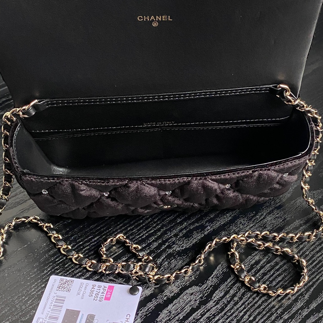 Ch*el clutch with chain 13×23×5cm