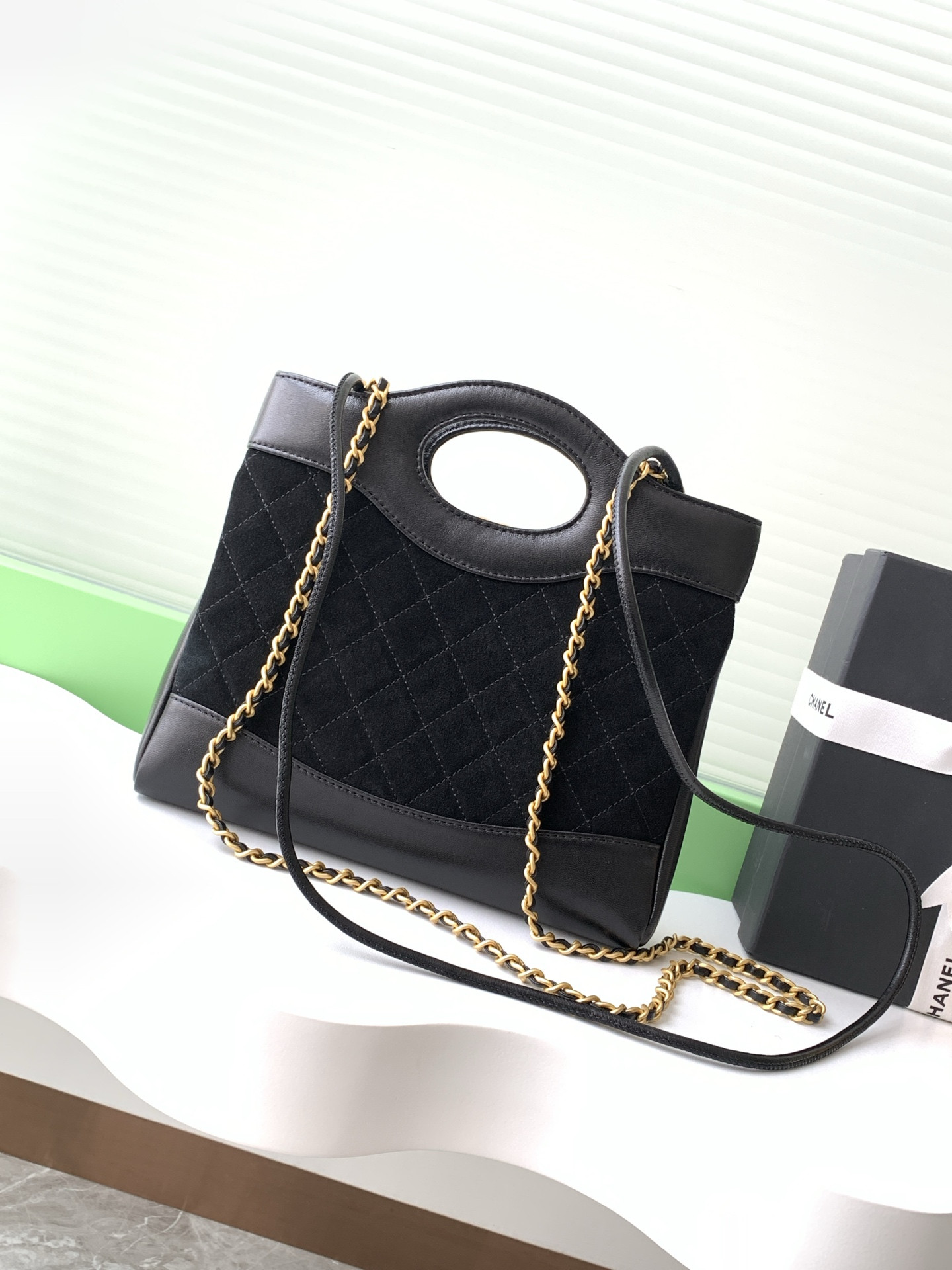 Ch*el 31 mini shopping bag lambskin & gold-tone metal 22x23x5cm