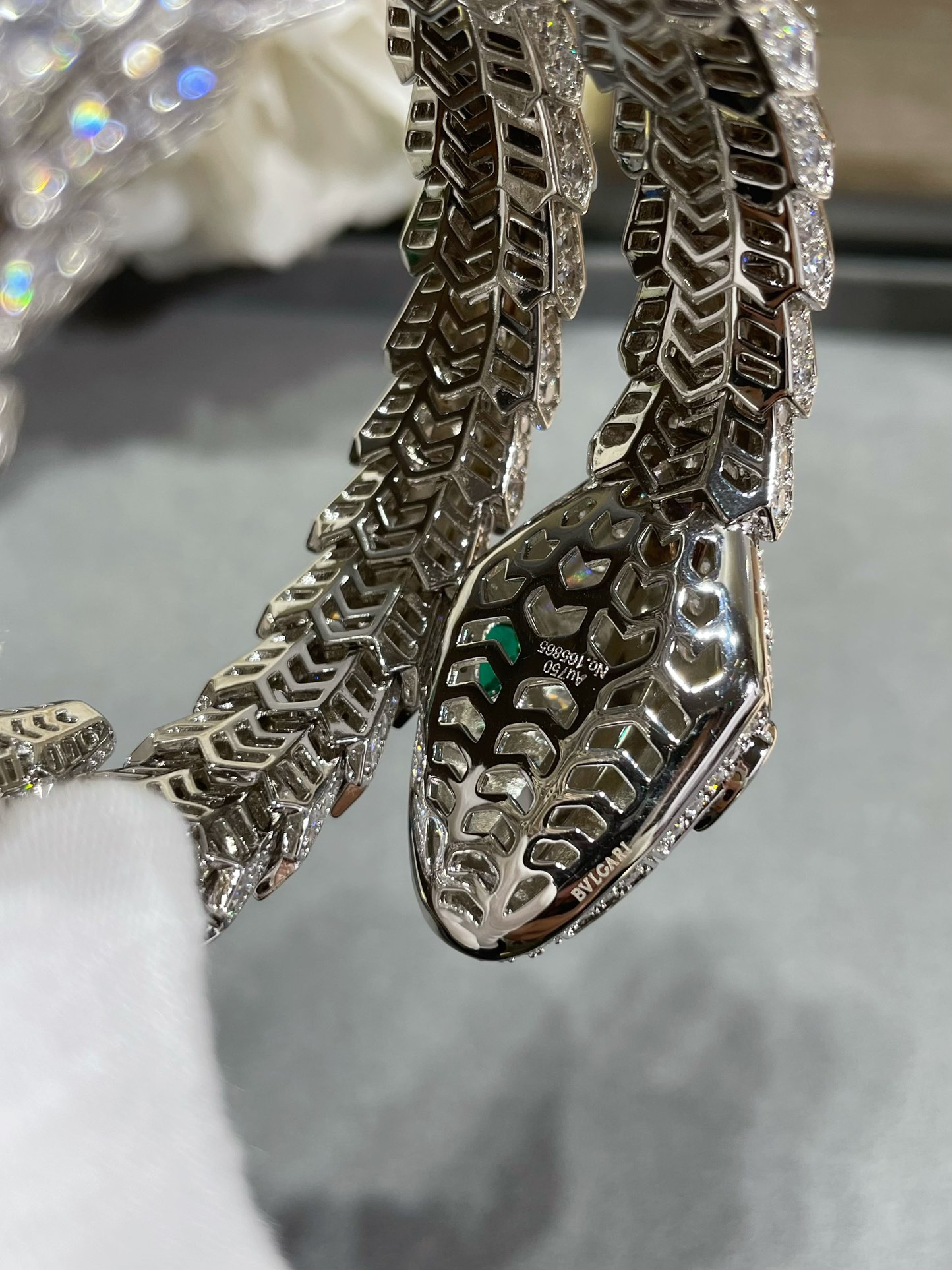 Bv1g*ai Large three-circle full-D1am0nd snake Bracelet