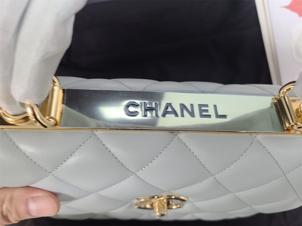 Ch**el FLAP BAG WITH TOP HANDLE 6.6 × 9.8 × 4.7 in