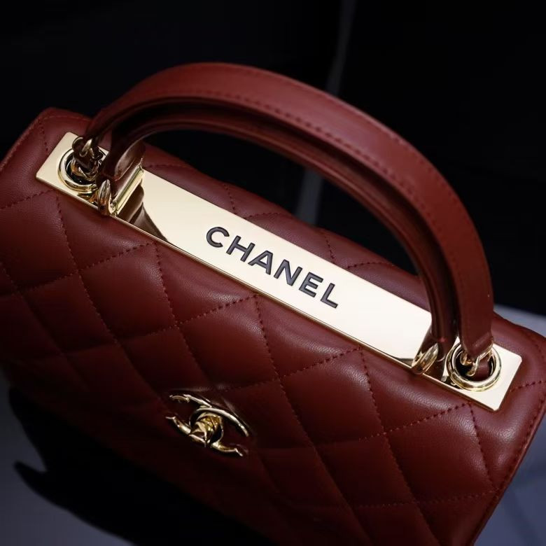 CHANEL FLAP BAG WITH TOP HANDLE 17x25x12cm