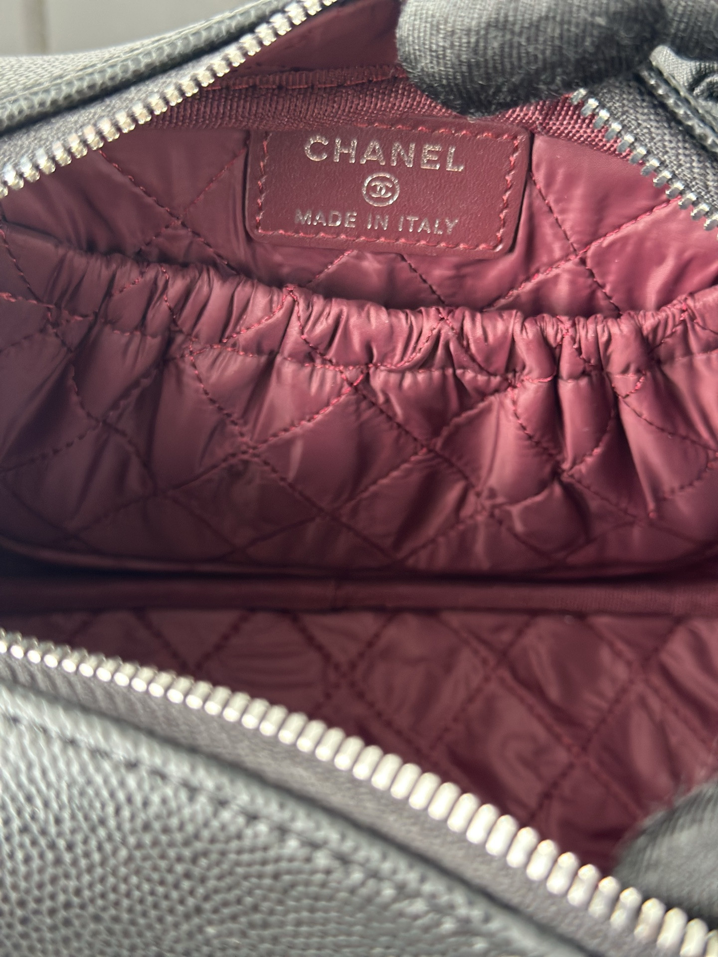 Chanel Quilted Cosmetic Bag Silver Hardware A31102 18.5x6x11cm