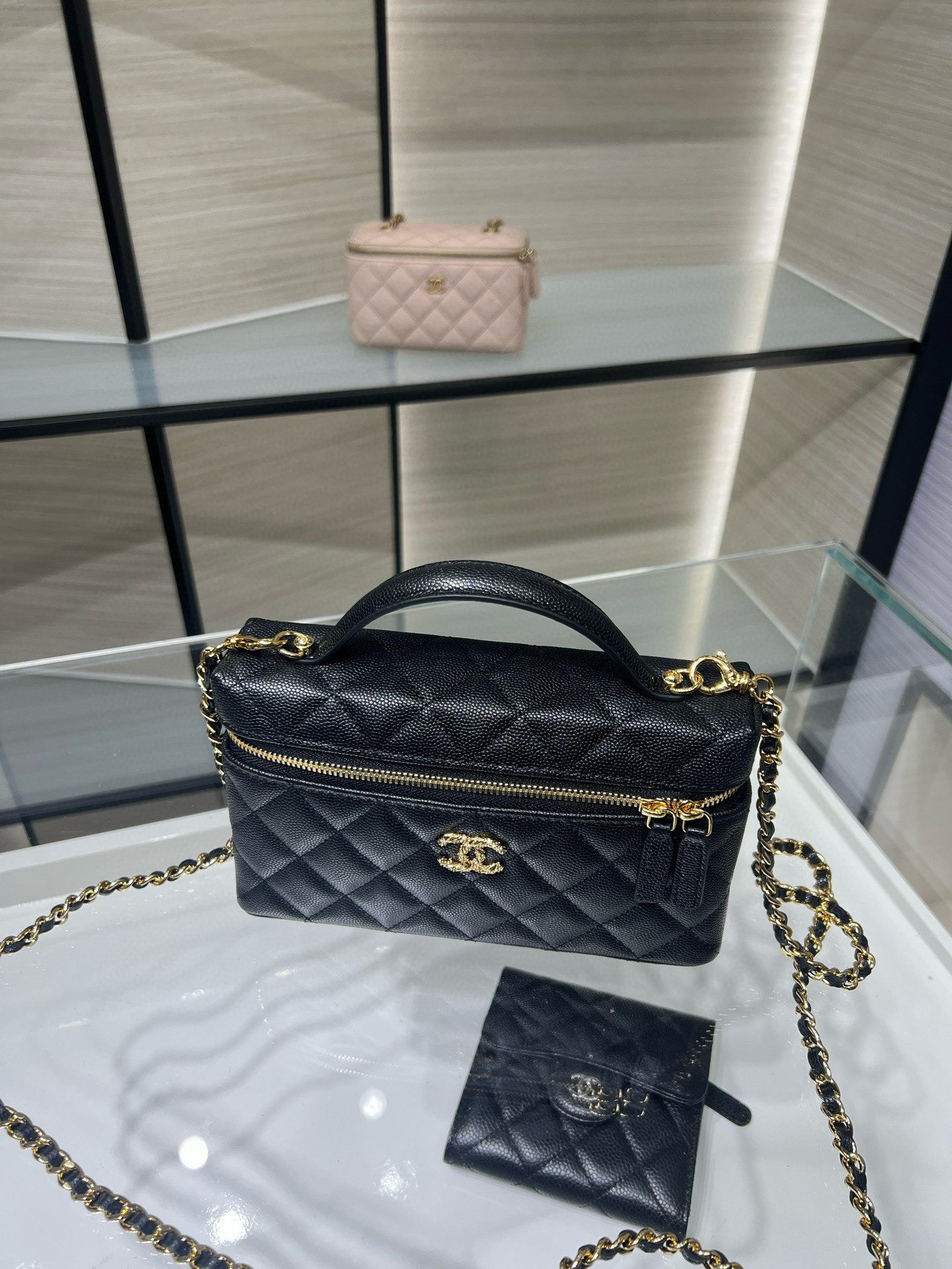 CHANEL Classic Vanity with chain Handbag AP5090 17x19.5x5cm