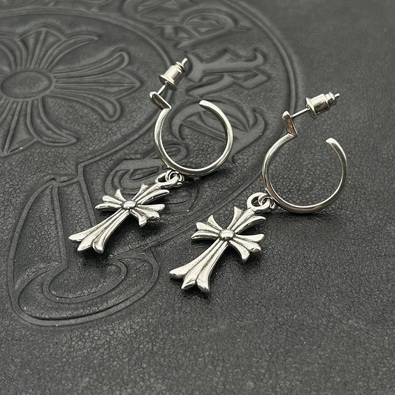 Ch*0me He**ts Cross Earrings