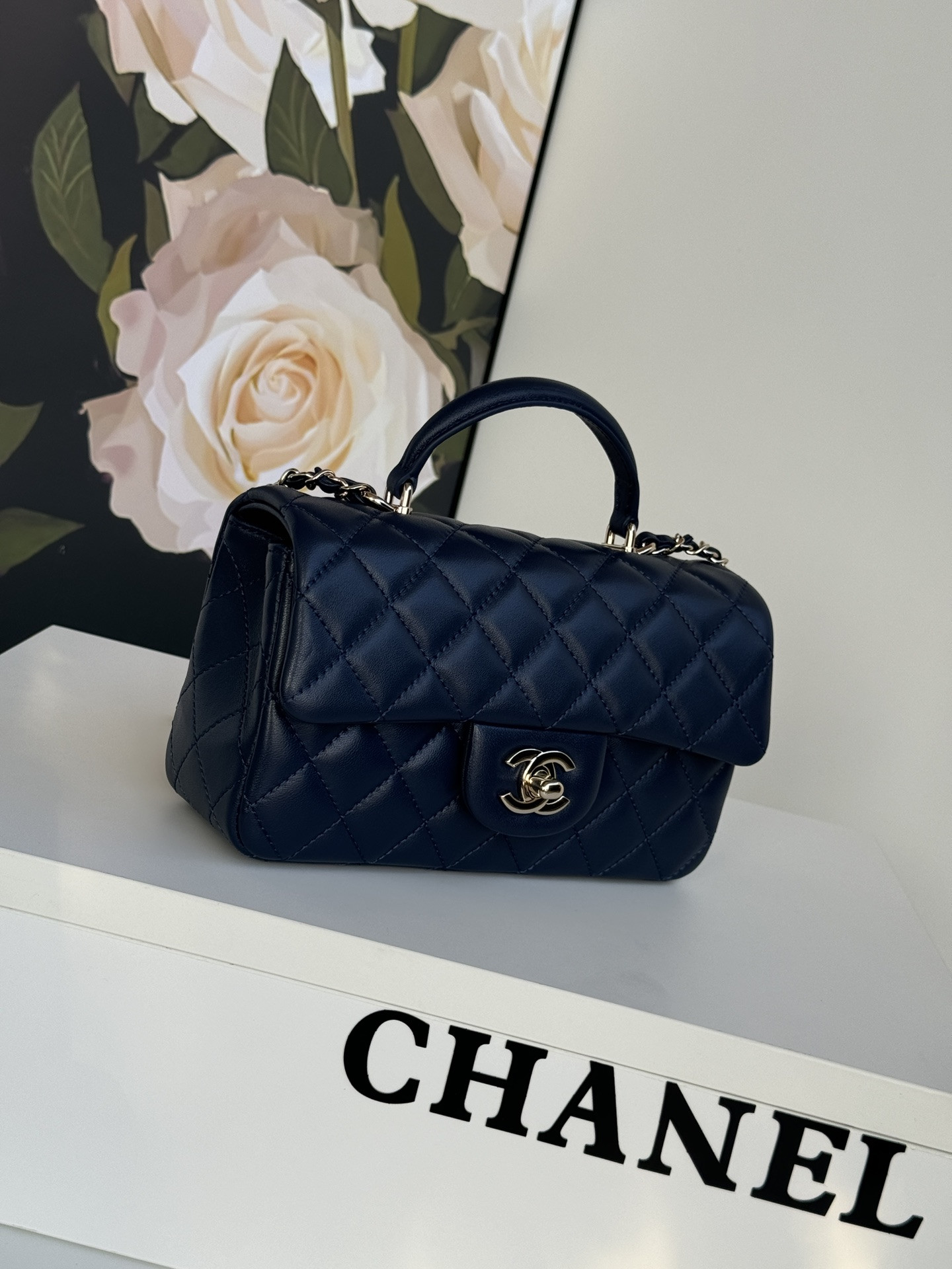 CHANEL Mini CF handle Royal Blue 20x12x6cm