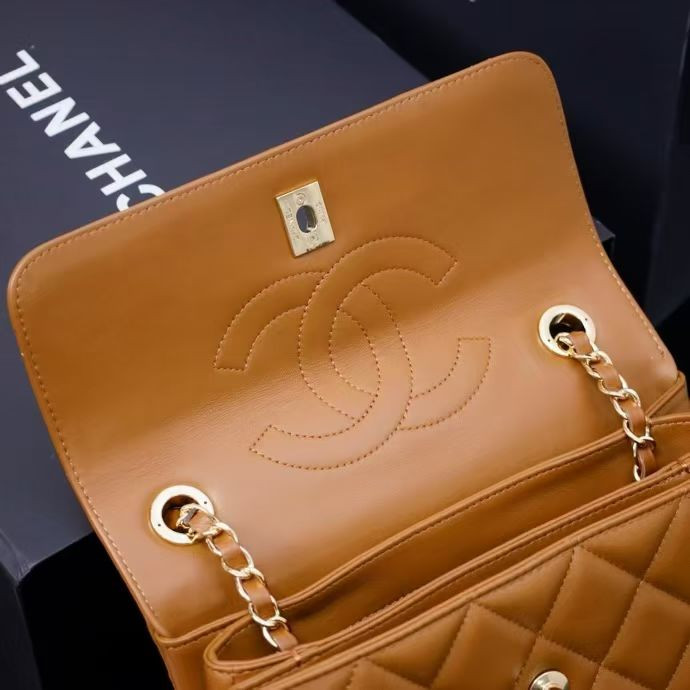 CHANEL FLAP BAG WITH TOP HANDLE 17x25x12cm