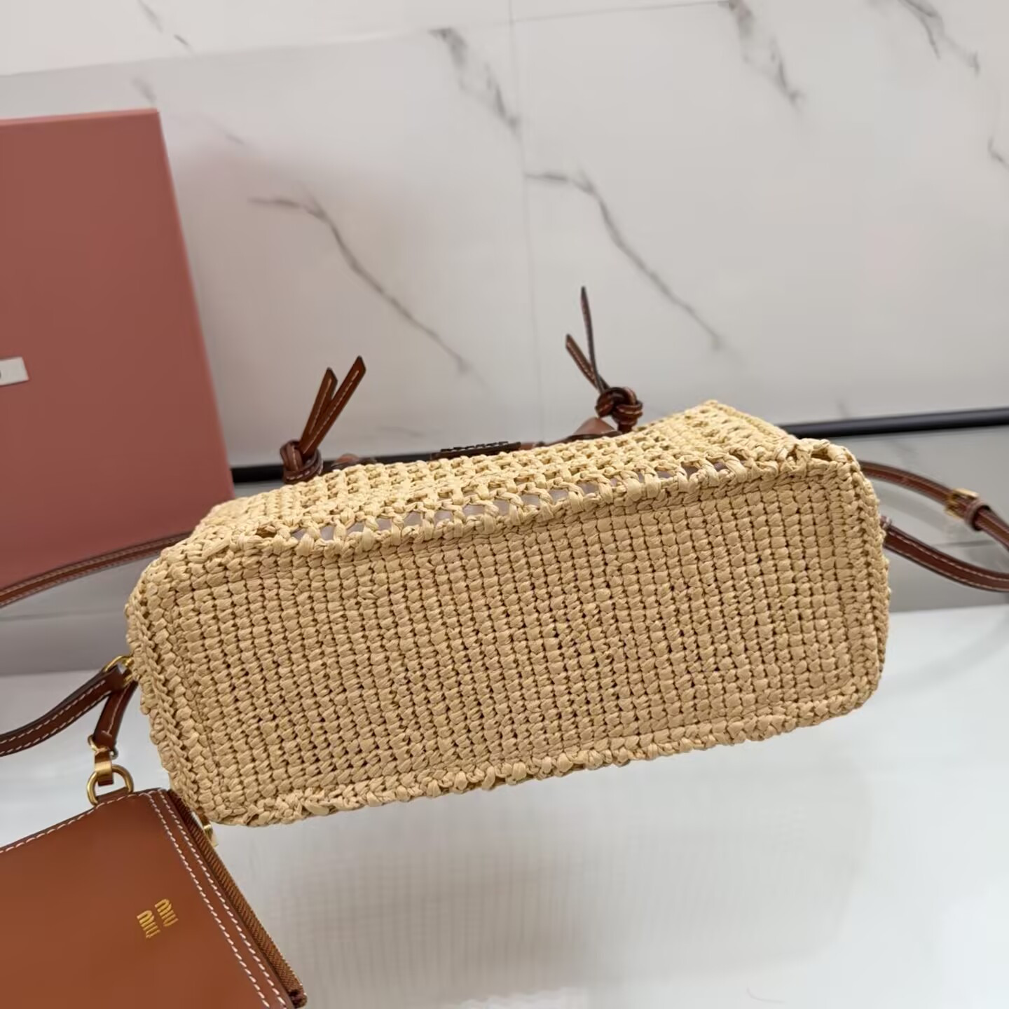 Miu Miu Raffia Handbag 14x25.5x9.5cm