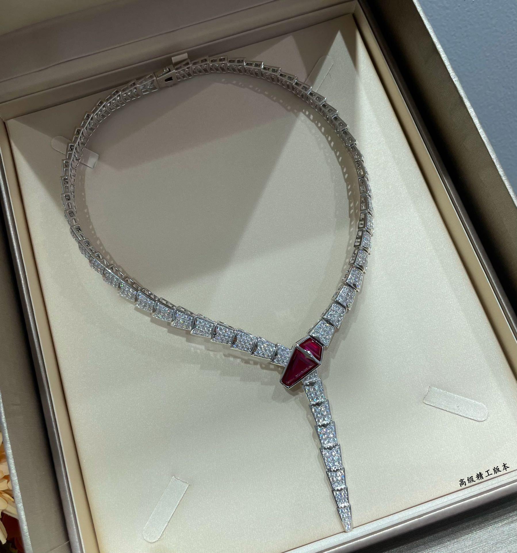 Bv1g*ai Wide version full D1am0nd snake Necklace