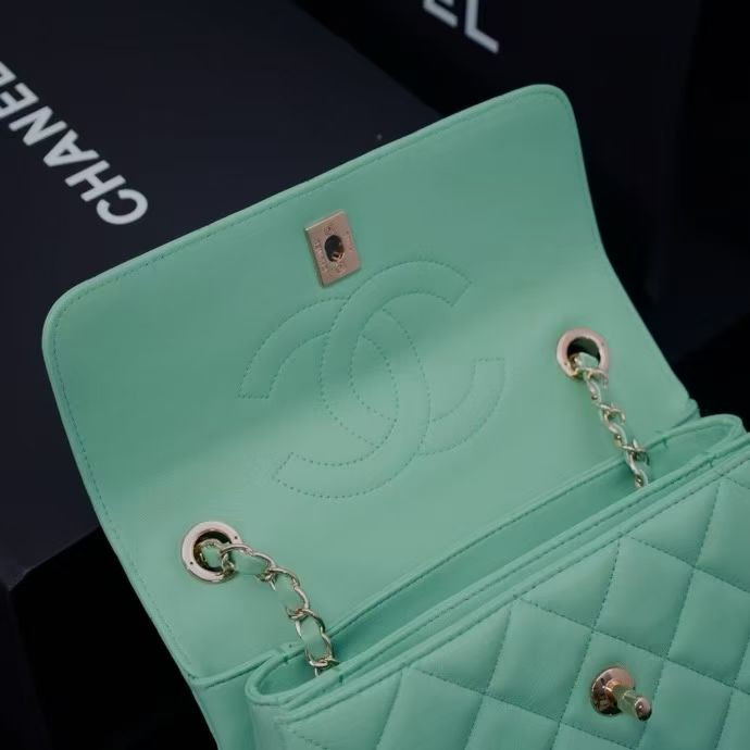 CHANEL FLAP BAG WITH TOP HANDLE 17x25x12cm