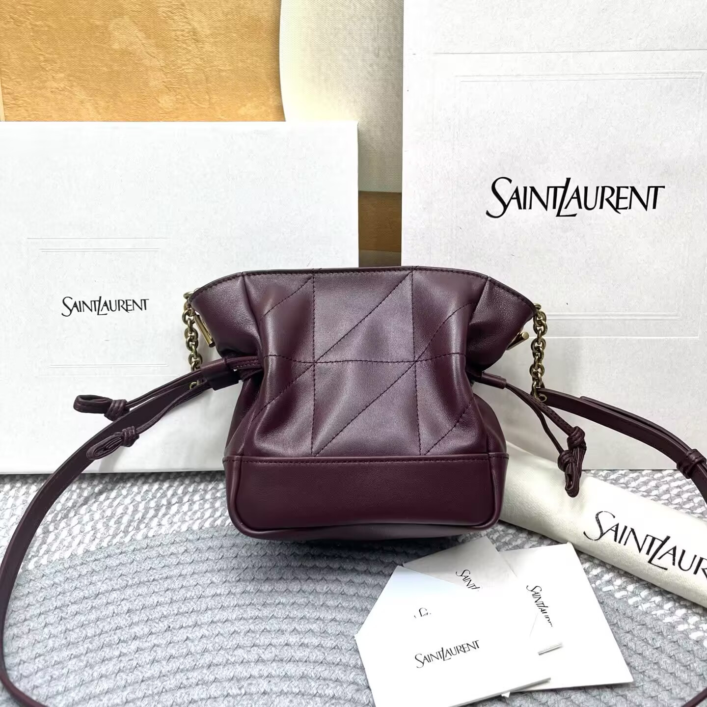YSL JAMIE Mini Shoulder Pouch in Lambskin 14.5x15.5x8cm