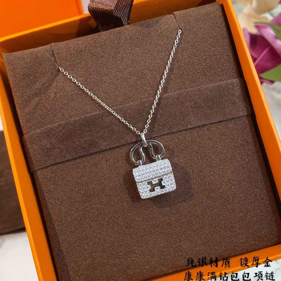 H**me5 fully D1am0nd-encrusted H bag Necklace