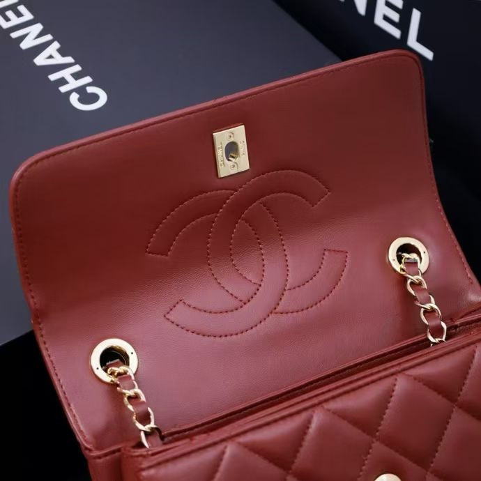 CHANEL FLAP BAG WITH TOP HANDLE 17x25x12cm