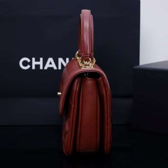 CHANEL FLAP BAG WITH TOP HANDLE 17x25x12cm