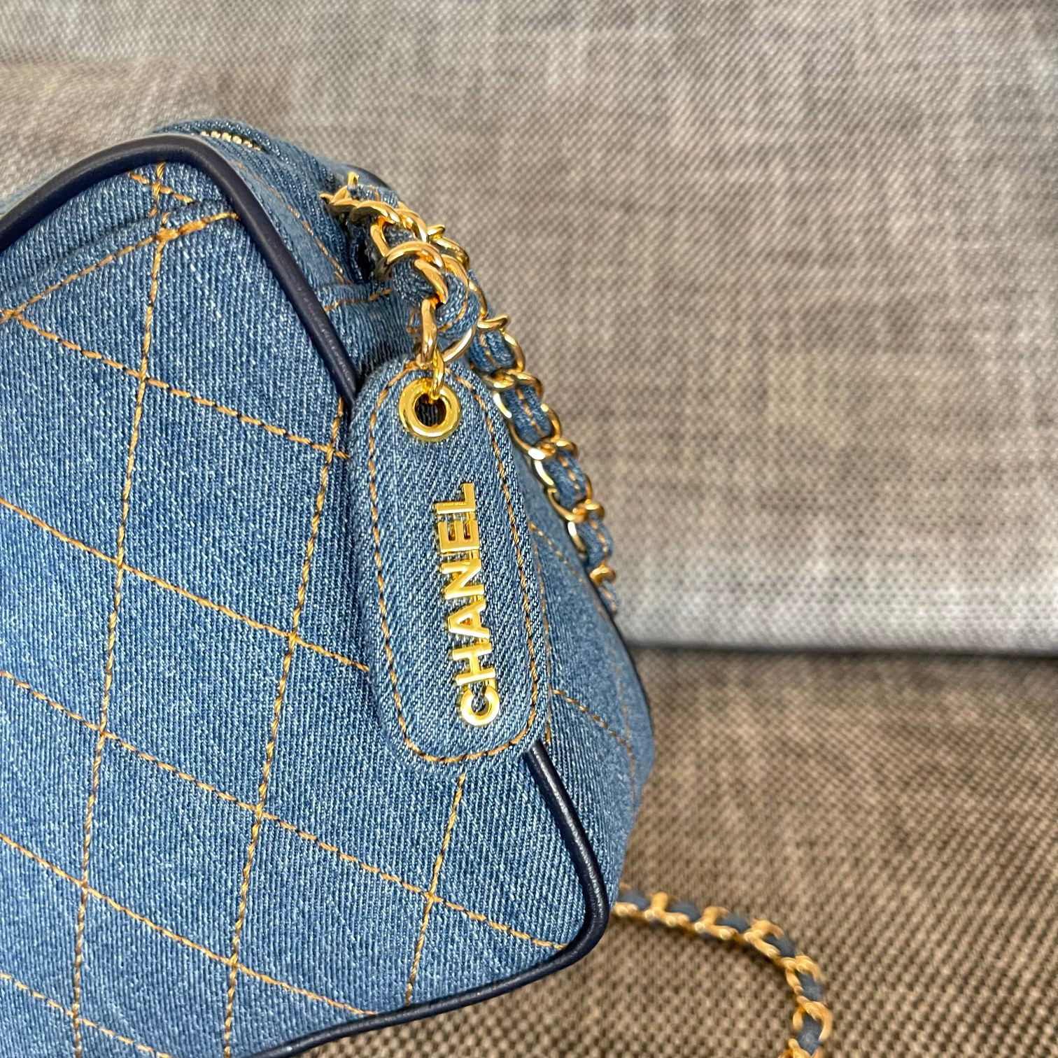 Chanel Denim Quilted Bag 17.5x15.5x6.5cm