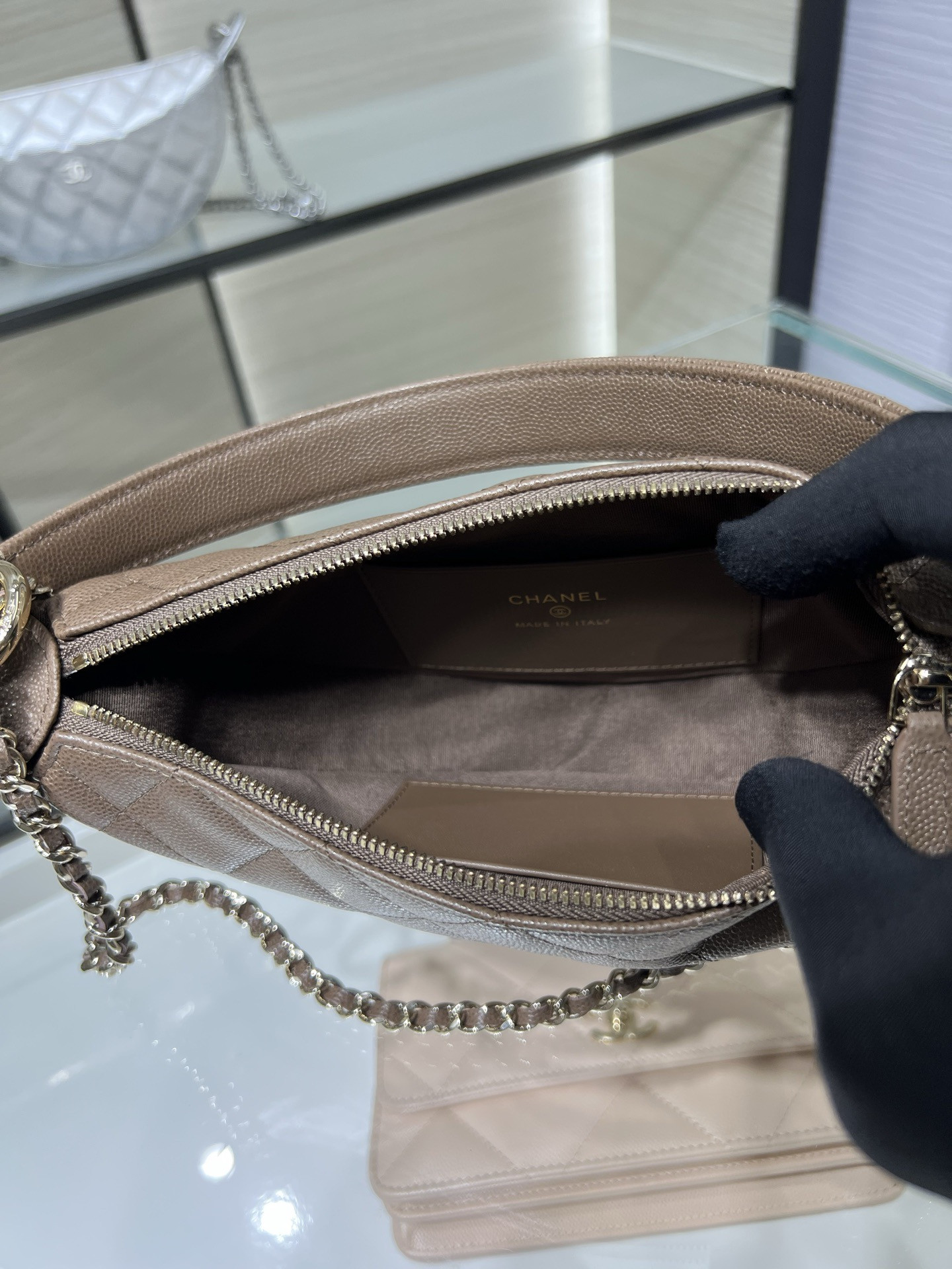 Chanel Clutch with chain Light Gold Hardware AP5094 15x22x6cm