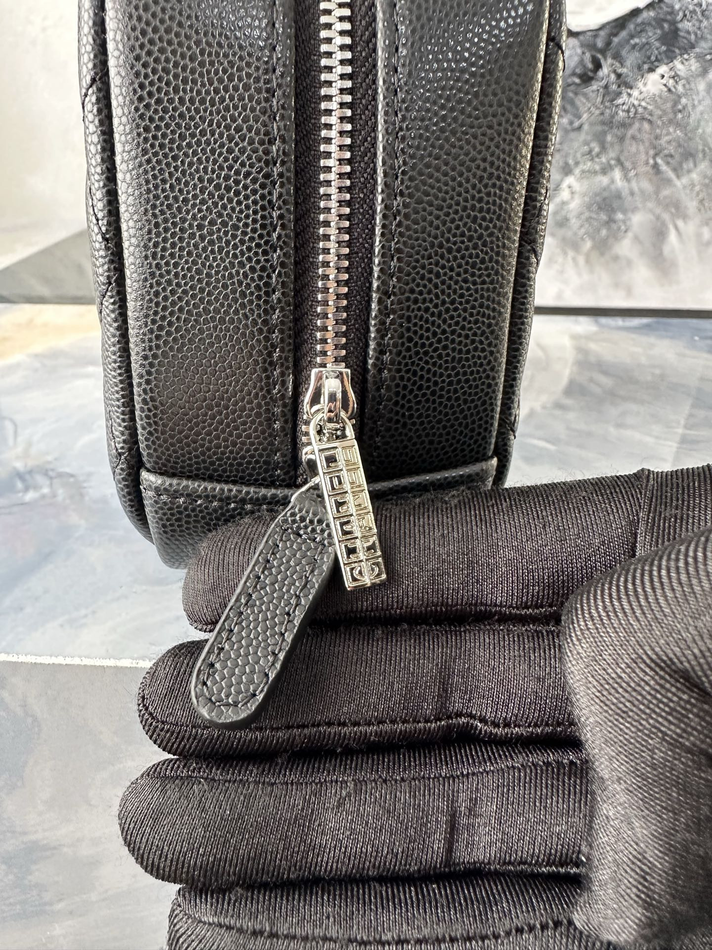 Chanel Quilted Cosmetic Bag Silver Hardware A31102 18.5x6x11cm