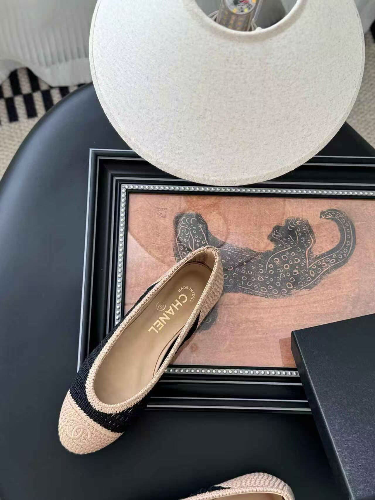 UA Ch**el Raffia Cap Toe Ballet Flats