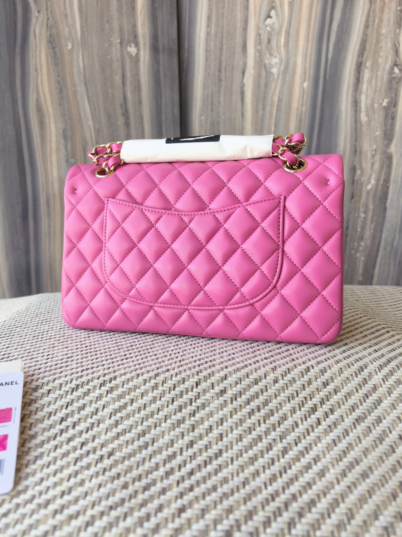 Chanel Classic Flap Bag Rose with light gold hardware 15.5x25.5x6.5cm